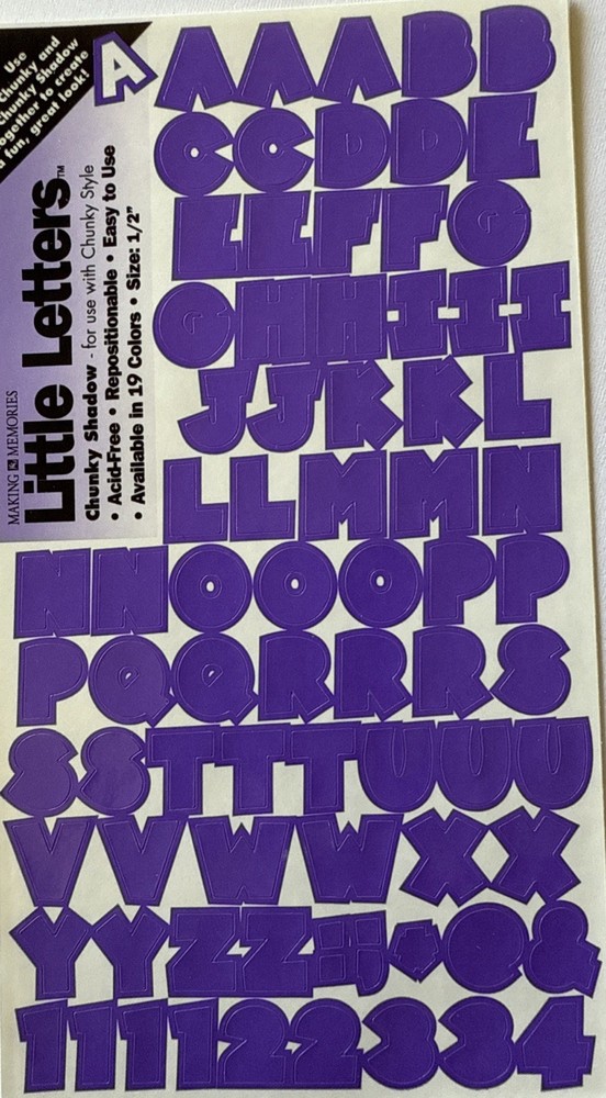 PURPLE SHADOW CHUNKY ALPHABET Stickers(2sheet)Making Memories •Letters•Number•