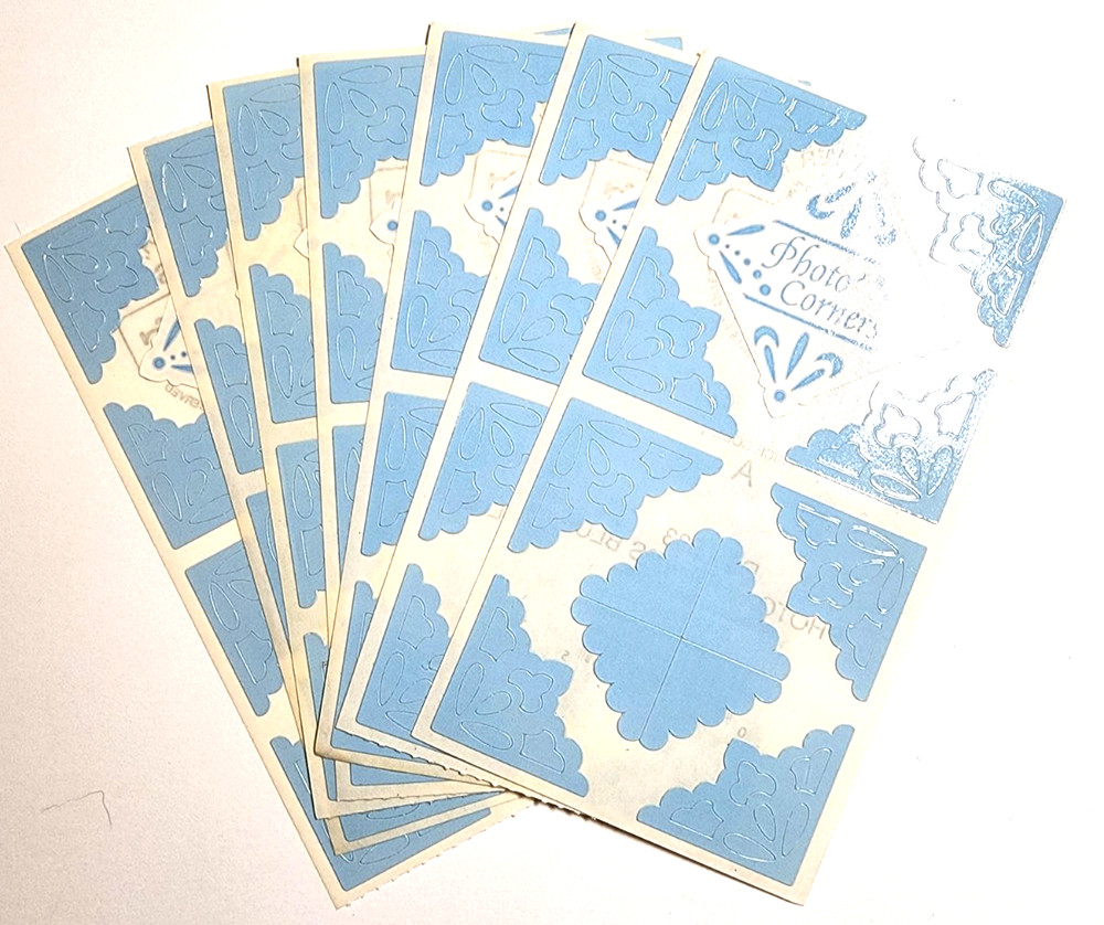 Frances Meyer Photo Corners Blue Stickers NOS Vintage Scrapbooking Lot of 7