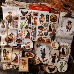 Halloween 2 Small Rub On Transfers Stickers Witch Crafts for Paper Wood Fabric