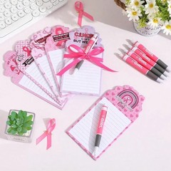 NEW Breast Cancer Awareness Die Cut Notepad Pens Ribbons FREE SHIPPING