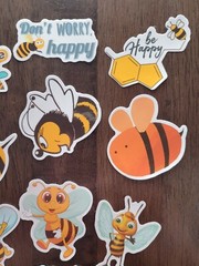 STICKERS x 10 Honey Bee Positive Apiculture Beehive Cartoon Sticker BEH2