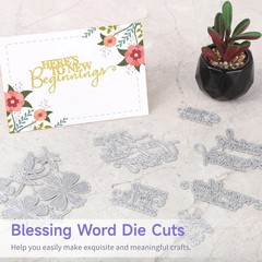 17 Pcs Holiday Word Die Cuts, Positive Metal Cutting Dies for Card Making & Scra