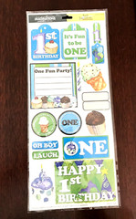 Set of 3 Birthday Themed Items: 2 Sticker Sheets, 1 Tiny Garland, New Old Stock