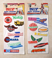 Vintage Motorcycle Puffy Stickers Lot Yamaha Suzuki Kawasaki Triumph Honda 1980s
