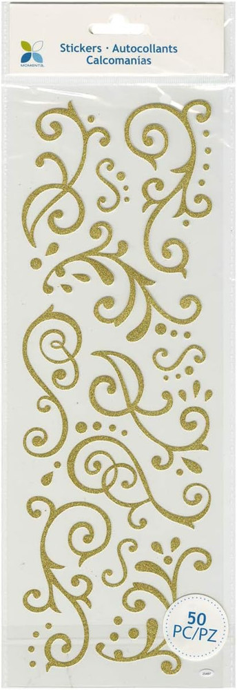 Glitter Stickers, Gold Flourishes