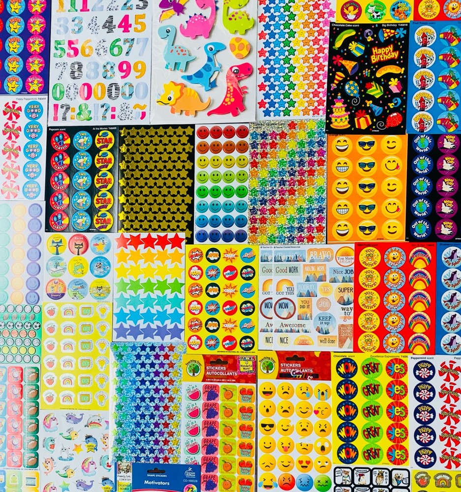1079+ STICKERS Happy Faces Hearts Stars Rainbows Unicorns Fashion Girl Power