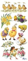 VIOLETTE STICKER – CHICK-A-DEE – 8″ x 3 3/4″ (20cm x 9cm), Eggs, Easter Daffodil