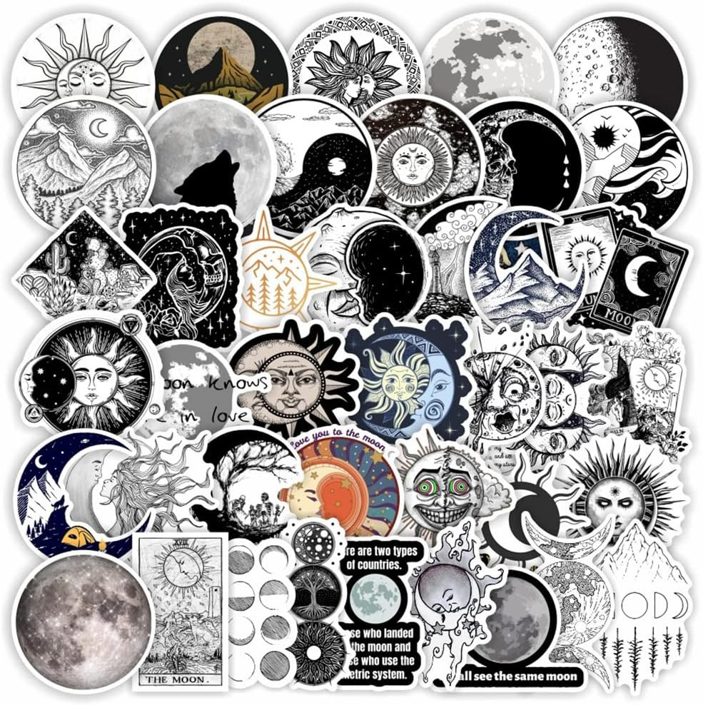 100 PCS the Sun and Moon Planet Stickers Astronomy Celestial Decals for Laptop S