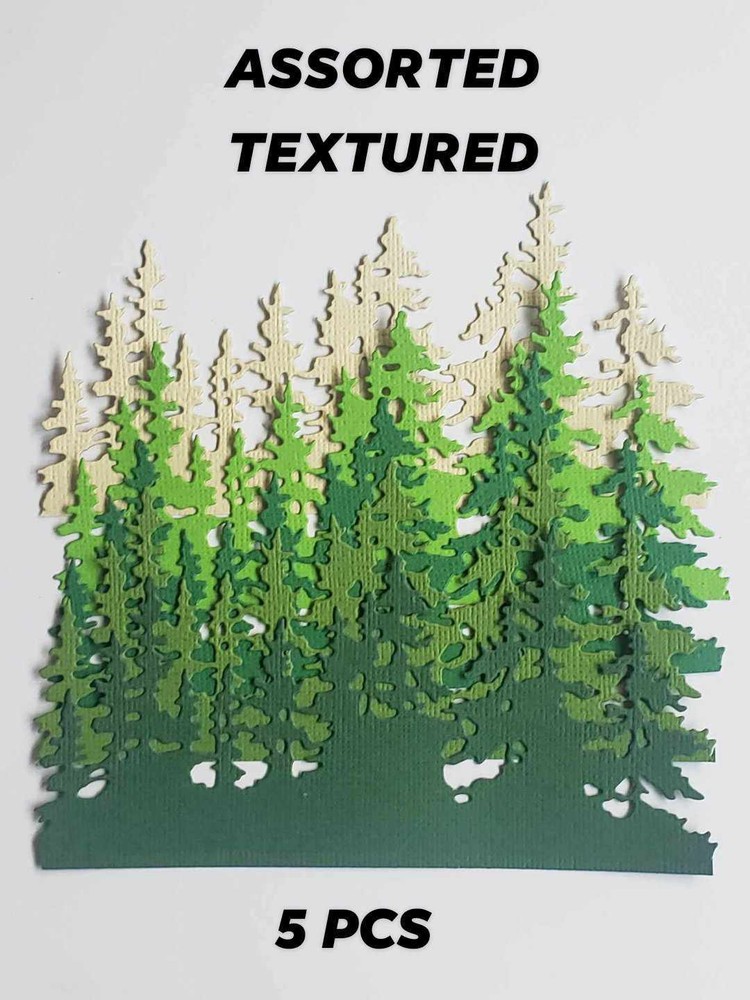 5 PCS. FOREST TREE BORDER PAPER DIECUT FOR SCRAPBOOK EMBELISHMENT