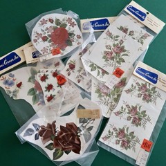 Vtg Ceramic Decals Mixed Media Water Mount Transfers Lot H Pink Bright Floral