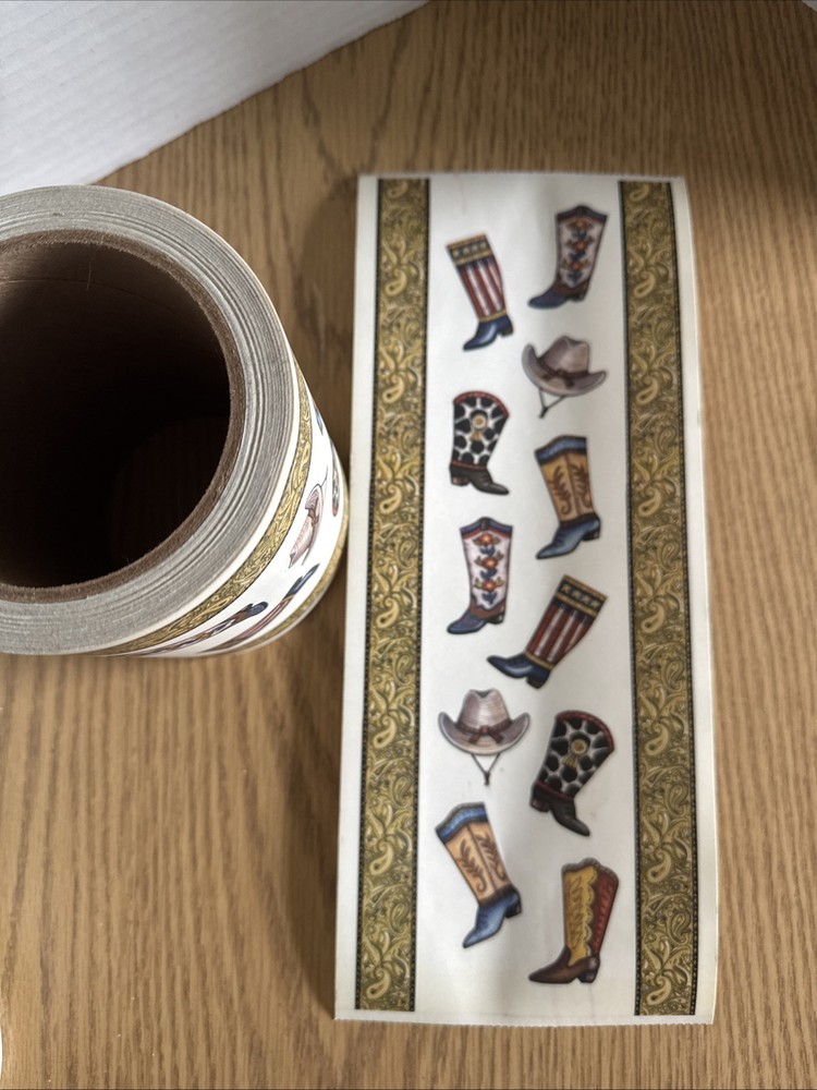 Vintage Boots, Hats, And Borders Sticker ROLL by Debra Jordan Bryan Cowboy West