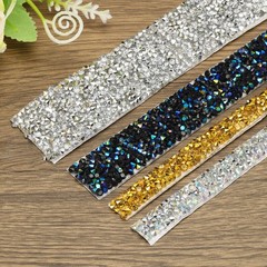 1 Roll 3 Yards Self Adhesive Crystal Rhinestone Diamond Ribbon Gold