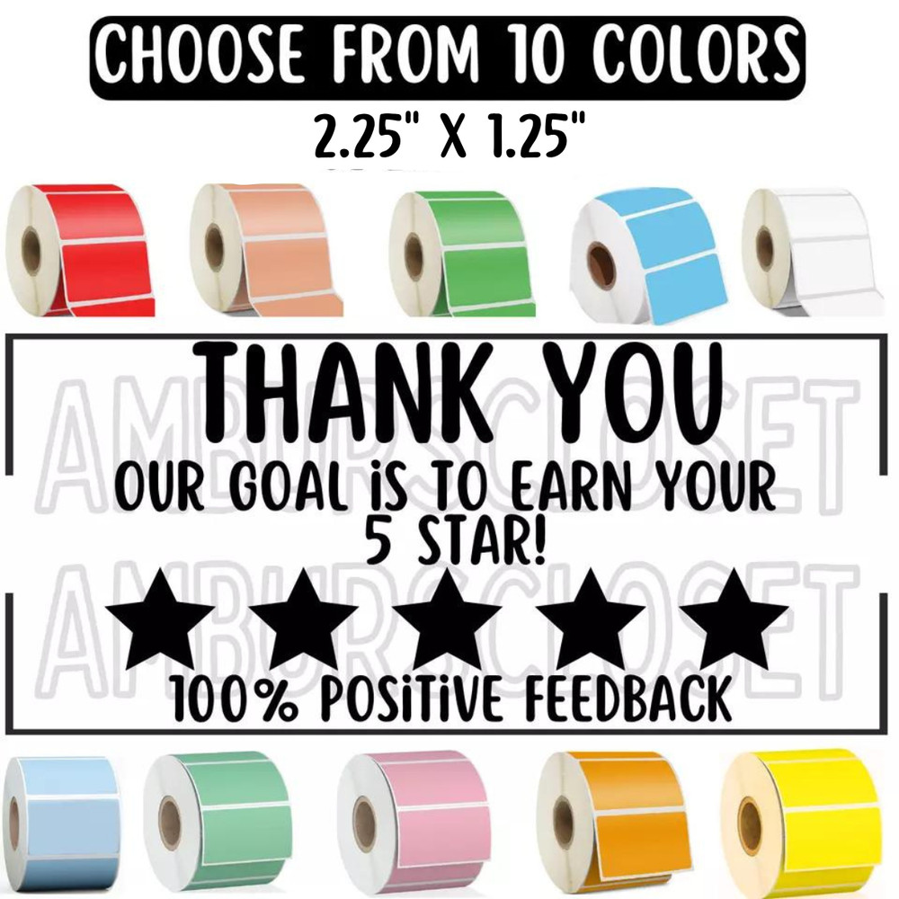 5 Stars STICKERS WATERPROOF 2.25″ LABELS SEALS FEEDBACK REVIEW SHOP Thank you