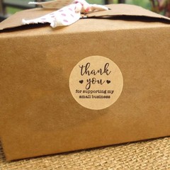 Round Kraft Thank You Stickers – 1.5» Adorable Labels for Packaging (500 Roll)