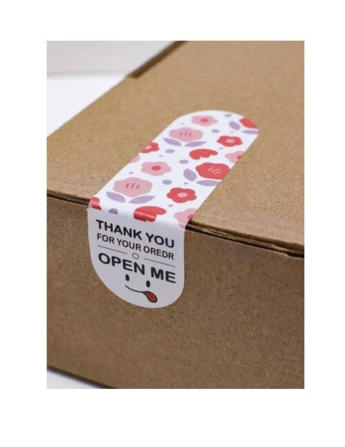 100PCS Flower Print Gift Sticker Cute Thank You For Your Order Gift Box Seal