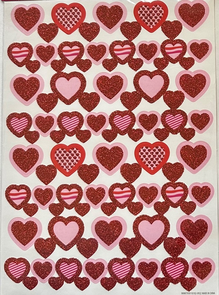Valentine’s Day Love Red Pink Glitter Hearts Stickers Planner Supply DIY Crafts