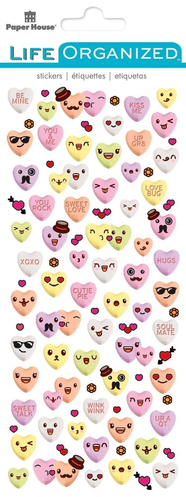 Scrapbooking Stickers Crafts PH Micro Mini Candy Hearts Kisses Faces Love Bug