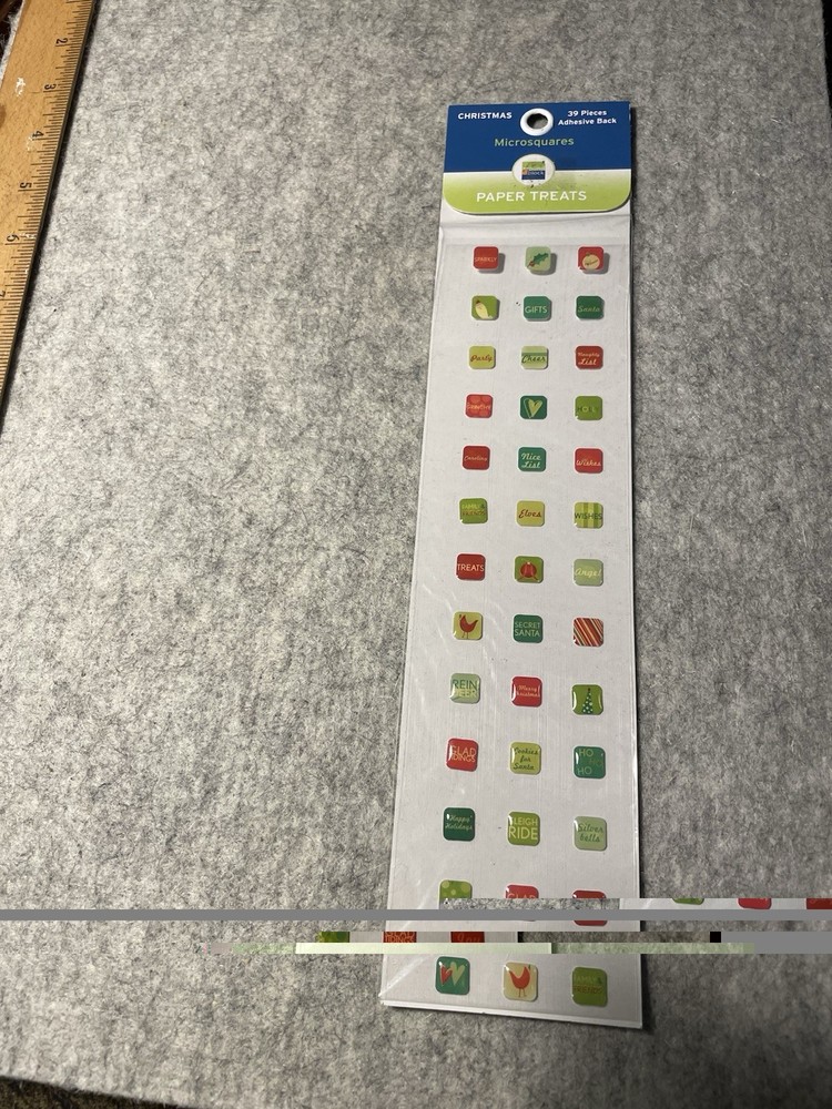 Around the Block Paper Treats Microsquares Christmas Stickers 39pc Multicolor