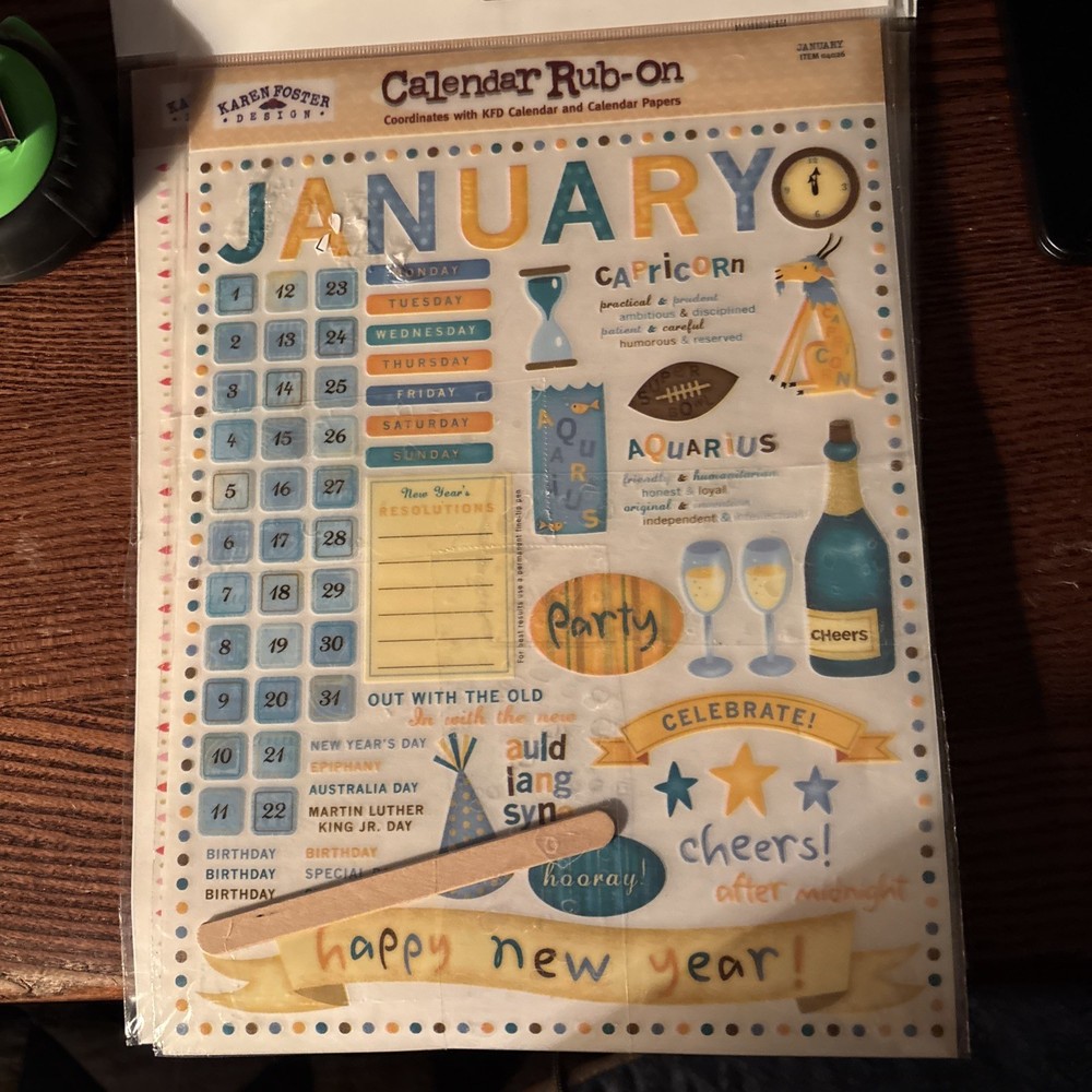 Calendar Rub- Ons. Karen Foster Design. All Twelve Months In The Set. See Pics