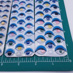 NOS Vintage 4 sheets 1980s Puffy Googly Eyes Stickers various sizes colors Set2