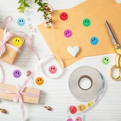 2000PCS Happy Face Stickers, 1 Inch, 10 Colors, Stickers for Kids Reward, Water