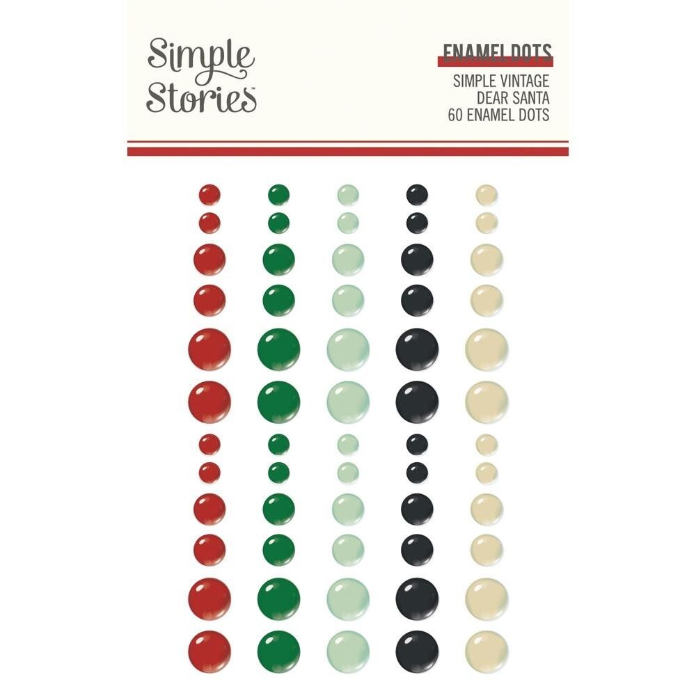 Crafts Enamel Dots SS Sticky Back Vintage Dear Santa Red Green Black