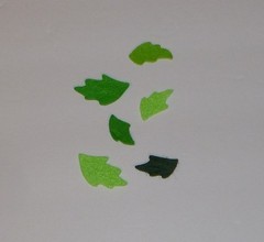 Green miniature leaves Felt Fabric die cut leaf 100