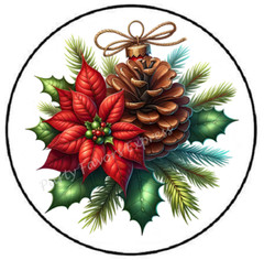 PINECONE POINSETTIA CHRISTMAS ENVELOPE SEALS LABELS STICKERS PARTY FAVORS