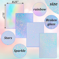 36 Sheets Holographic Sticker Paper 8.5″ X11» Waterproof Clear Vinyl Sticker Sh