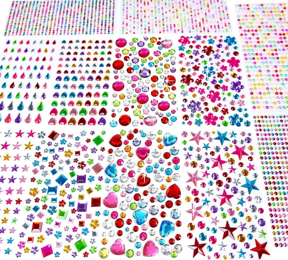 3228pcs Gems Stickers, Self Adhesive Rhinestone Jewel Stickers, Acrylic Gems DIY
