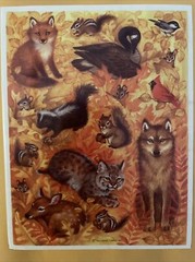 Vintage Stickers,Hallmark, Fall Forest Wild Animals, Scene Sheet, 1 Sheet