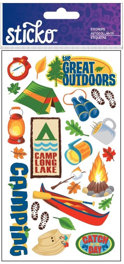 The Great Outdoors, camping, scrapbook stickers – Sticko 60109
