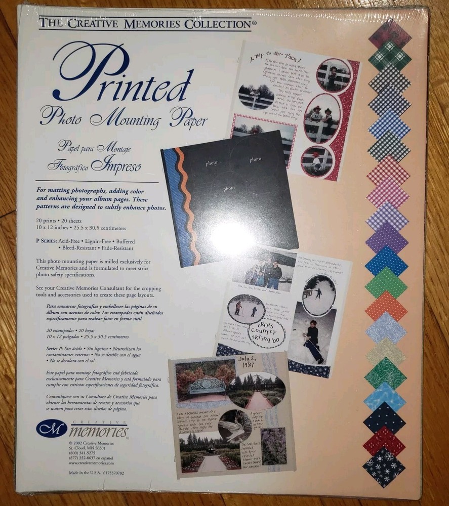 Creative Memories Printed Photo Mounting Paper 20 Prints 20 Sheets NEW 10×12