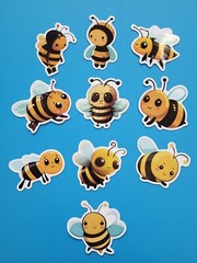 STICKERS x 10 Honey Bee Apiculture Beehive Cartoon Bees Vinyl Sticker B12C