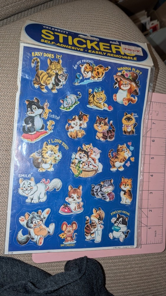 Vintage Stickers Mark 1 Celebrity Stickers Cats Kittens 2 Sheets New Pack READ