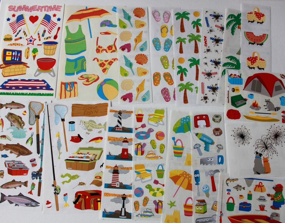 Mrs. Grossman sticker sheet You Choose – Summer Beach Fishing Camping Fishing
