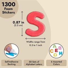 Vibrant Adhesive Foam Letters – 50 Sets, 6 Colors
