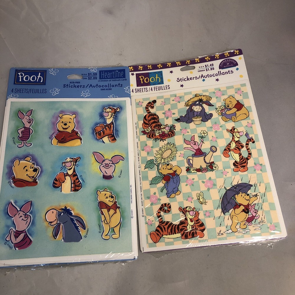 Vintage Disney Winnie The Pooh Stickers 2 packages sealed Tigger Eeyore piglet