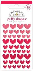 Doodlebug Self-Adhesive Stickers Puffy Heart Shapes 3 Sizes Red Ladybug
