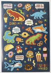 Dinosaurs Sharks Fast Food Tacos Chips Donut Hangry Stars Stickers Single Sheet