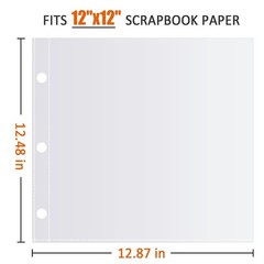 12×12 Scrapbook Page Protectors, 100 Pack, Heavyweight Refill Pages for Scrap…
