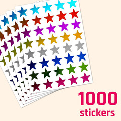 8 Colors, 1000 Pack, Foil Star Metallic Stickers, 0.6″ Diameter