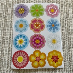 24 Retro Flower Stickers 1.5” Colorful Floral Scrapbook Decals Envelope Seals