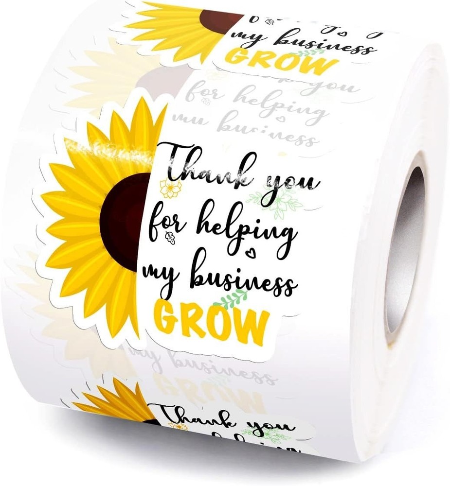 Wailozco Sunflower Thank You Stickers,My Business Grow Thank You for Helping