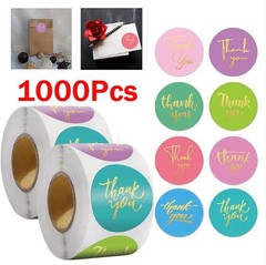 1000Pcs 1.5in Round Label Thank You for Gift Box Decoration Envelope Sealing