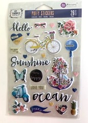 Lot of PRIMA St Tropez Scrapbooking Paper Puffy Stickers Ephemera Clear Stamps