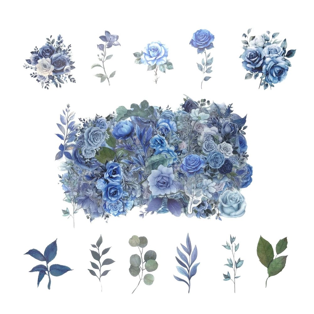 Obujopal 100 Pcs Blue Flower Stickers, Wildflower Stickers for Scrapbooking J…
