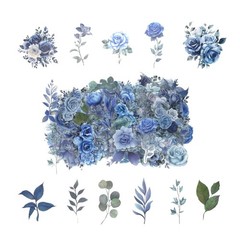 Obujopal 100 Pcs Blue Flower Stickers, Wildflower Stickers for Scrapbooking J…