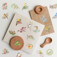 50PCS Flower and Bird Stickers PET Transparent Nature