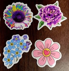 STICKERS x 10 Flowers Various Sunflowers Daisies Blue Purple Craft D22AB7